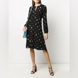 Diane Von Furstenberg Black and Pink Long Sleeve Dress